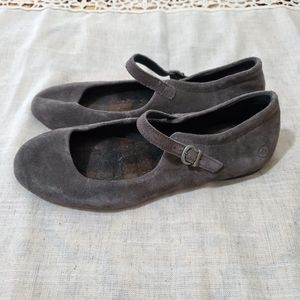Born brown grey suede strap flats Mary Jane US 6